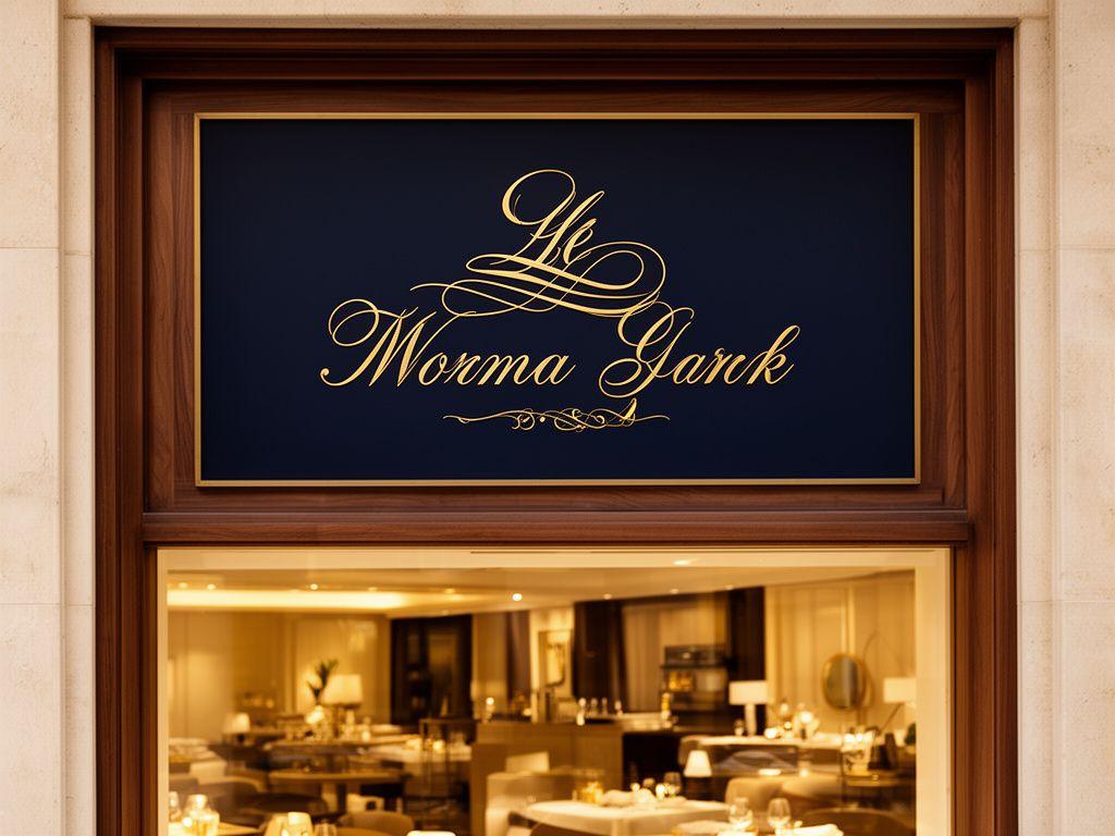 Logo calligrafico applicato a ristorante e boutique con insegna elegante e atmosfera raffinata