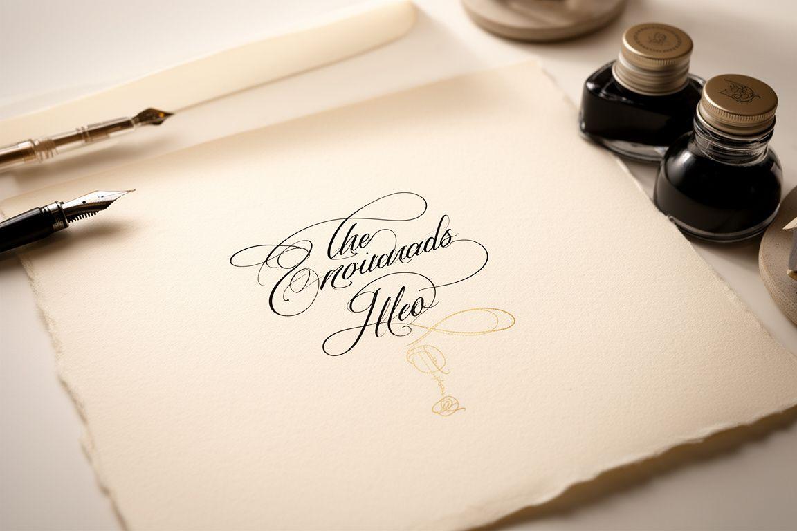 Logo calligrafico elegante su carta artigianale per il branding scritto a mano