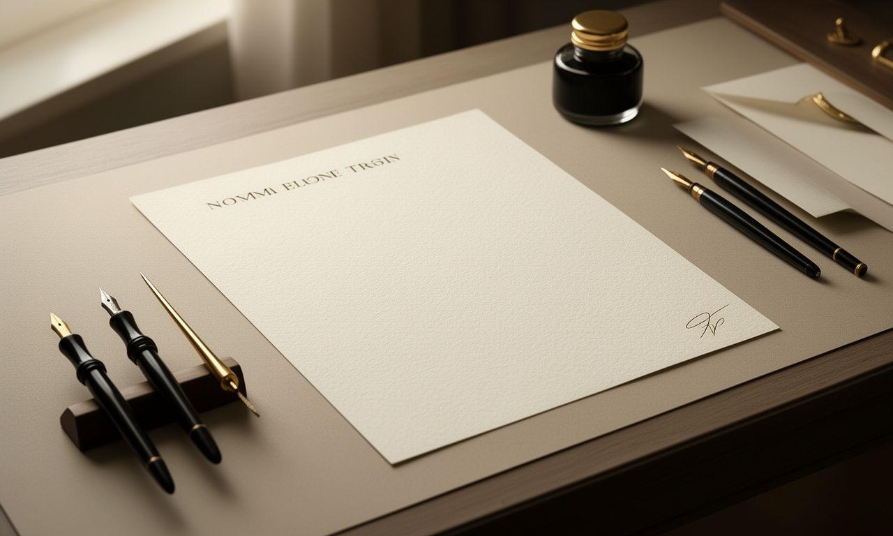 Tavolo creativo con pennini, carta e inchiostro per iniziare la calligrafia