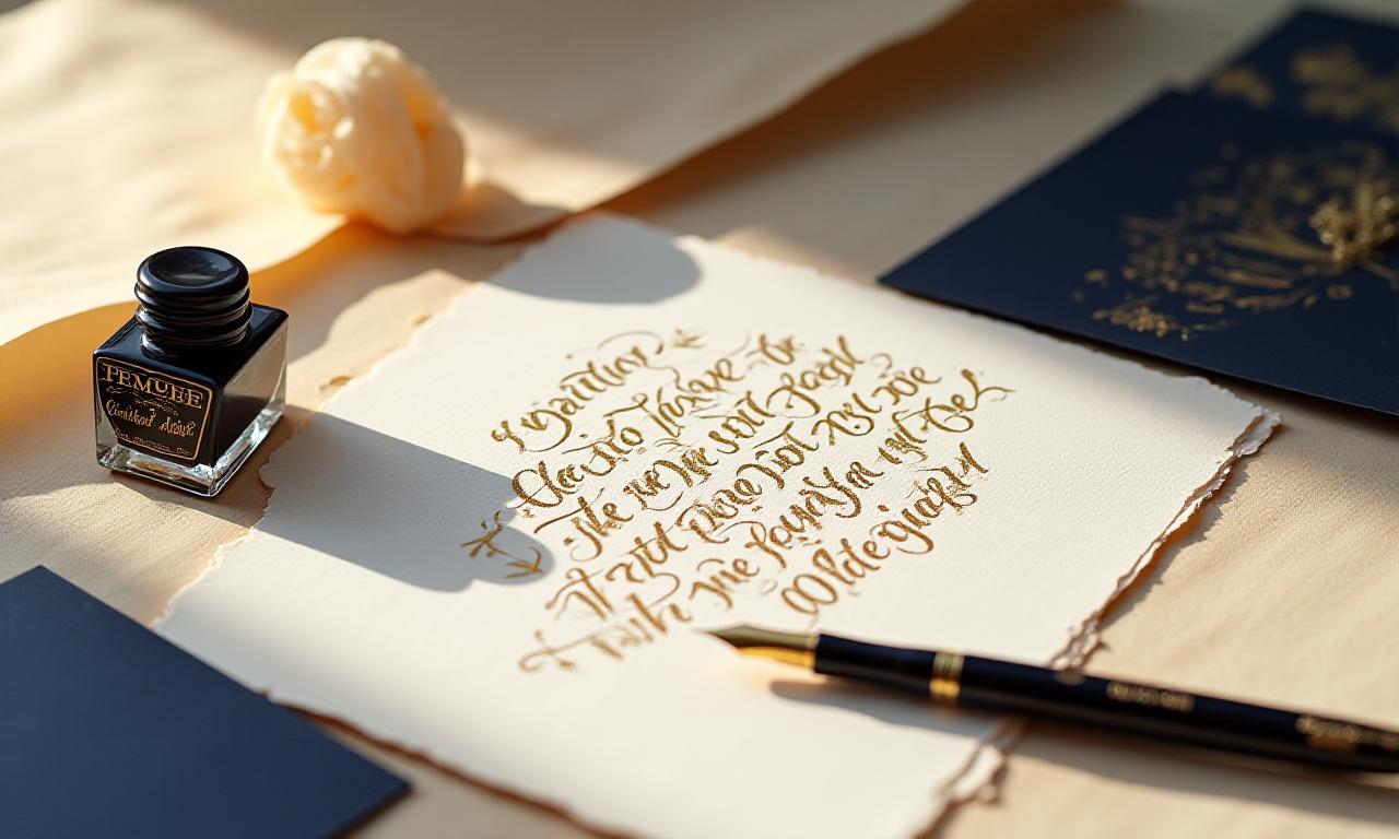 Composizione elegante con calligrafia artistica e materiali da branding creativo per la pagina Diversificazione del Portfolio