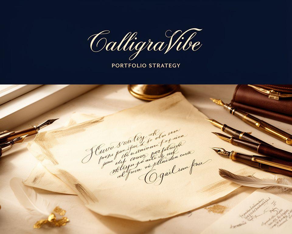 Composizione hero con calligrafia artistica e strumenti di scrittura su sfondo elegante